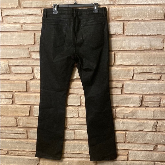 Frame Le Mini Boot in Noir Coated Black Bootcut Stretch Jeans 32 - Picture 8 of 15